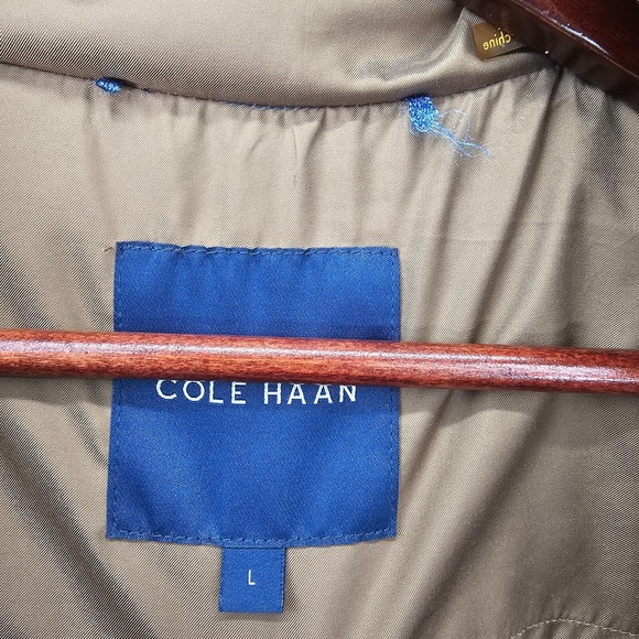 Down Puffer Jacket Womens S Tan Gold COLE HAAN Funnel Neck Asymmetric Prep 20x25 - Picture 4 of 14